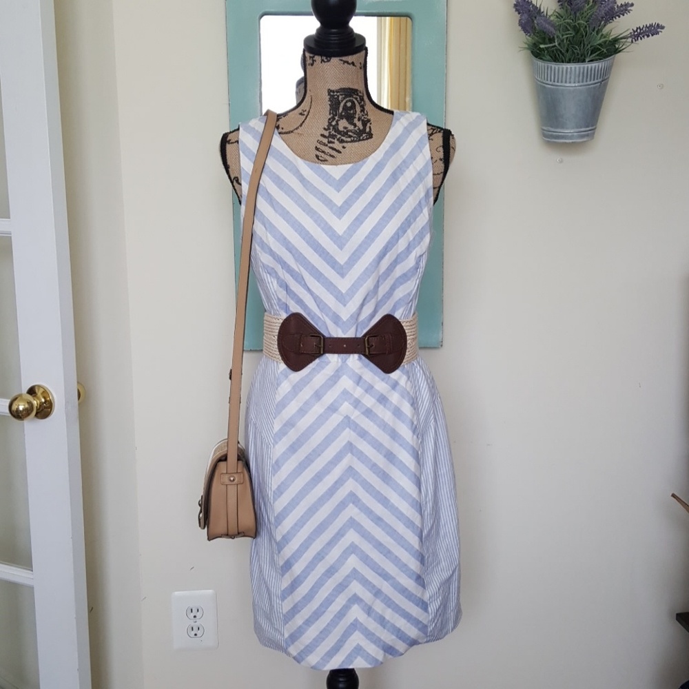 A.N.A nautical blue & white stripe dress - Picture 1 of 8